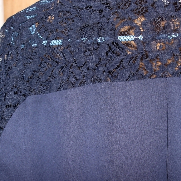 Zara Laceed Sleeves Navy Blue Blouse - Picture 5 of 7
